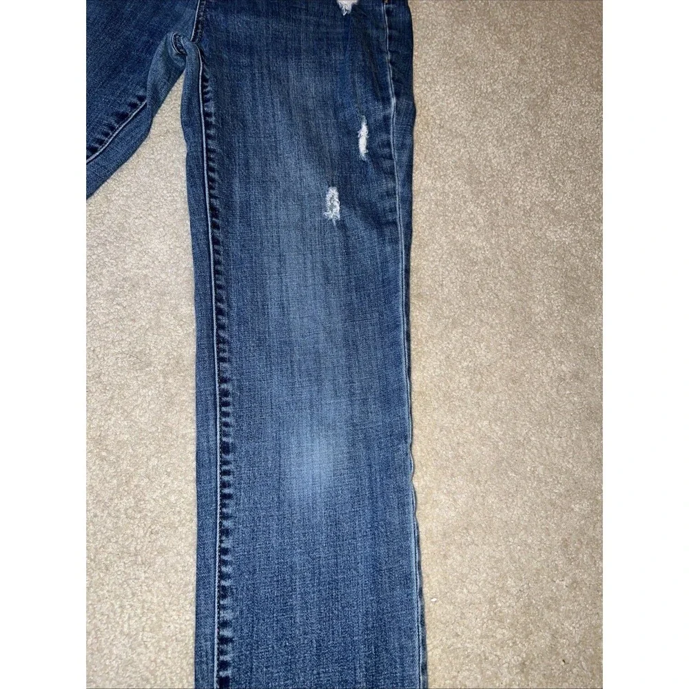 Talbots Slim Jeans Women's Size 4 Blue Stretch Denim Pants Frayed Hem